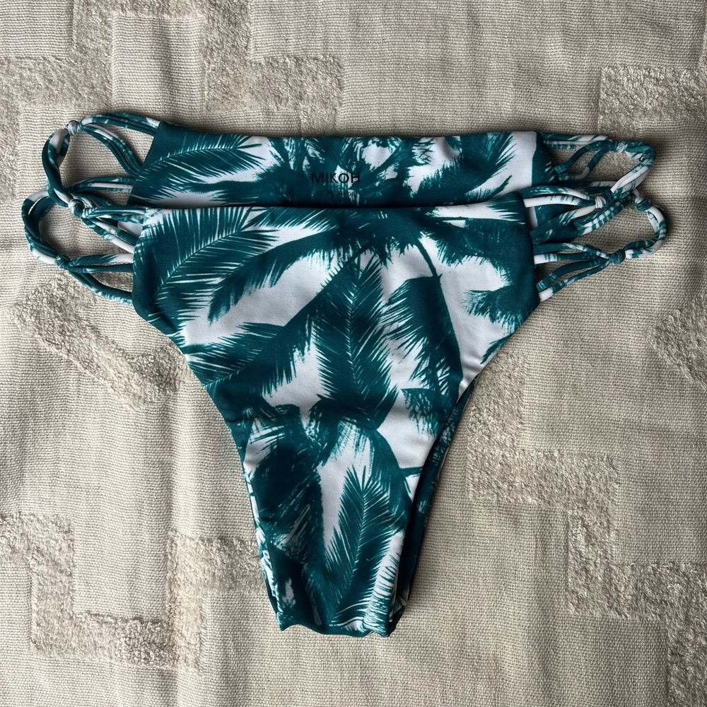 Mikoh Teal Palm Print Bikini Bottoms - Size XL